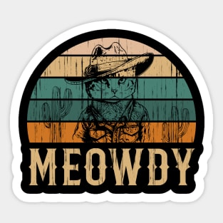 Meowdy Fun Cowboy Cat Lover Country Meme Sticker